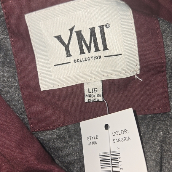 YMI Red Utility Jacket with Collared Neckline and Long Sleeves - Picture 4 of 5